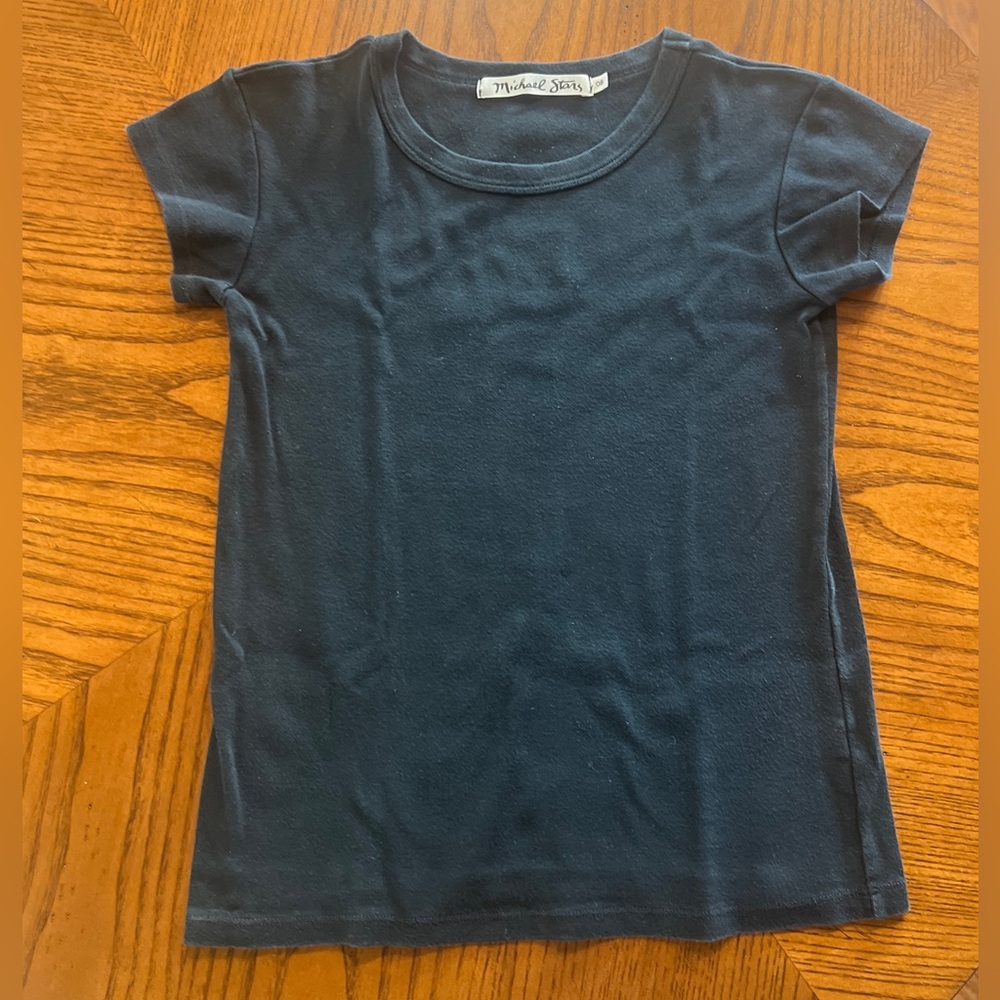 Michael Stars Black Women's 1x1 short sleeve T-shirt One Size